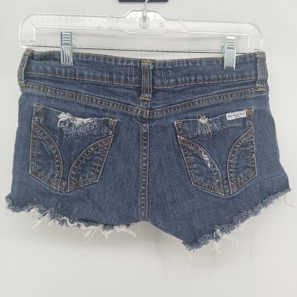 VTG Y2K BUI YAH KAH Micro Mini Distressed Denim Shorts Size 7 Streetwear Grunge - Picture 4 of 9